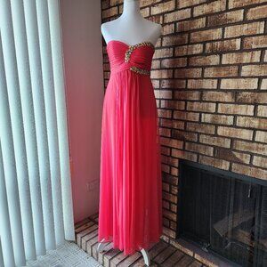 Onyx Nite Beaded Strapless Empire Waist Formal Dress Size 4